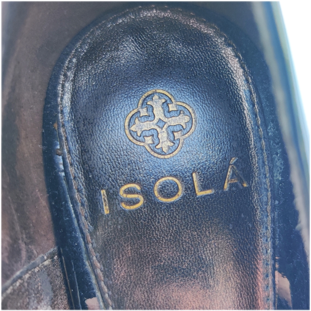 Isola Black Patent & Crocodile Strapped Heels 7 - Picture 5 of 6